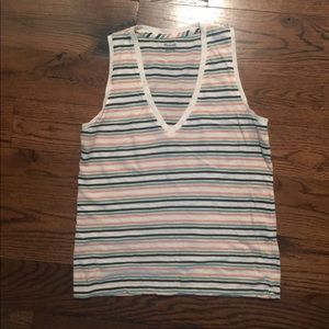 Madewell XS v-neck tank striped soft EUC